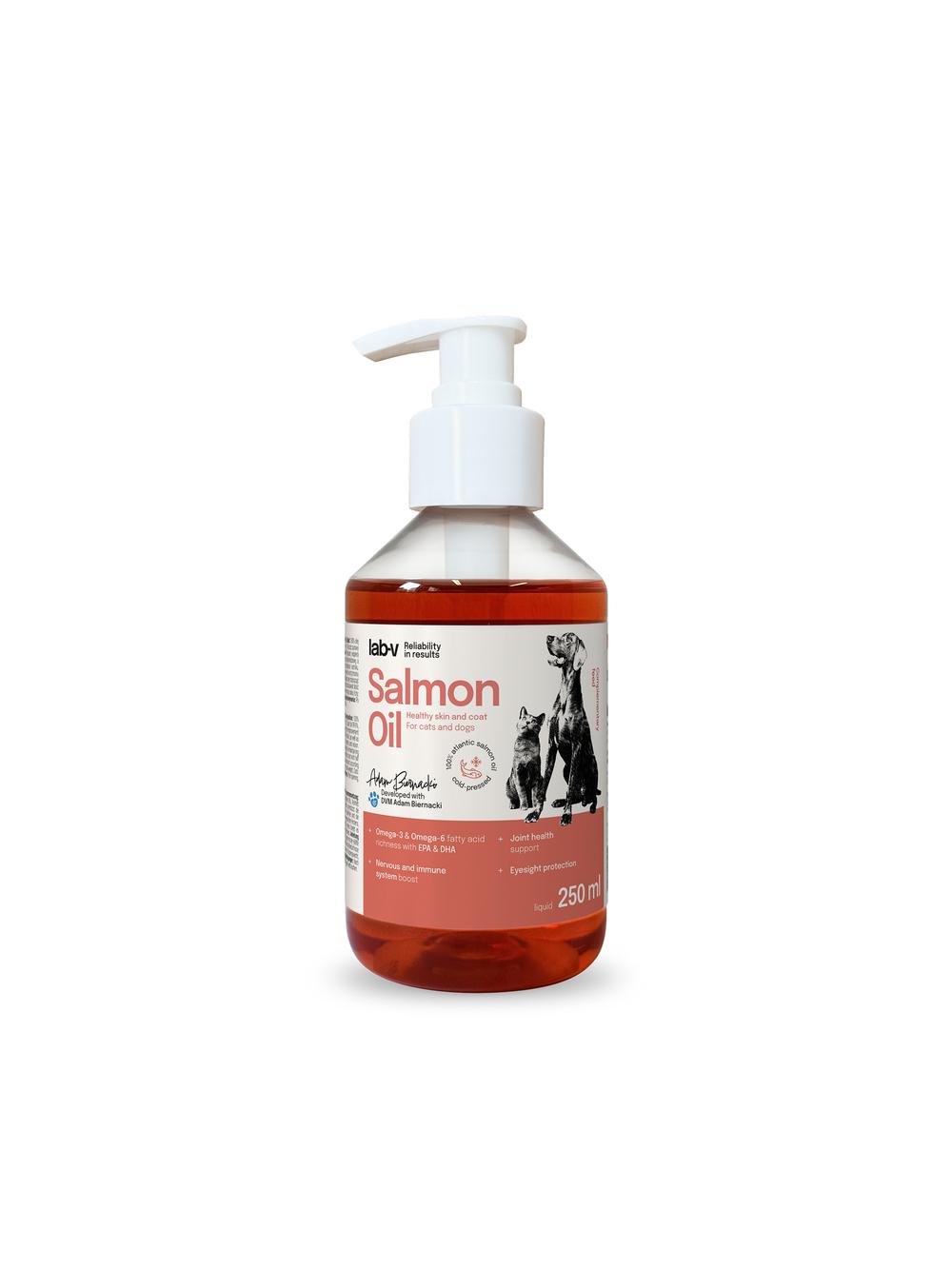 Lab-v Olej z Łososia 100% Dla Psa i Kota w Każdym Wieku 250 ml Tłoczony Na Zimno