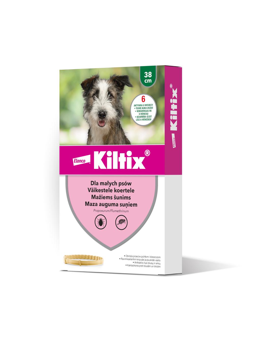 Kiltix Obroża dla małych psów 38 cm+ Cestal Dog Plus tabletki na odrobaczanie psów 2 sztuki