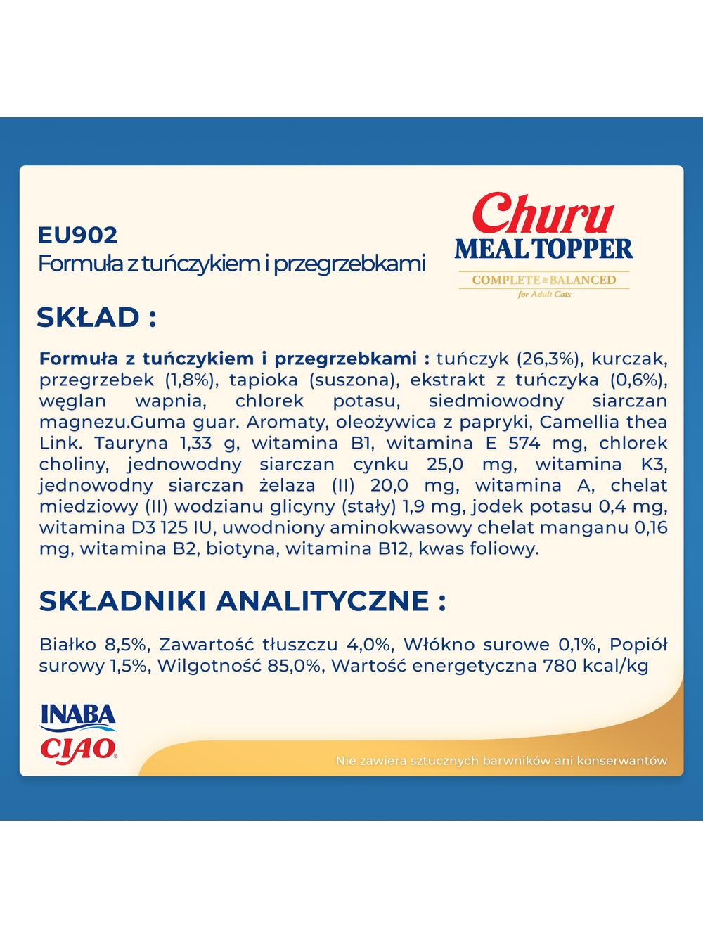 INABA  Cat Meal Topper Tuna With Scallop Recipe 4x14 (56g)