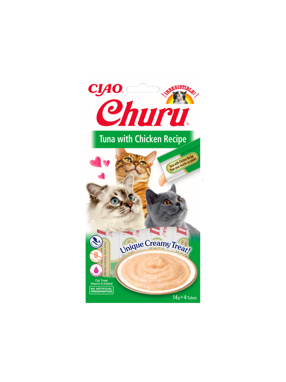 INABA  Churu przysmak dla kota o smaku tuńczyka i kurczaka 4x14g