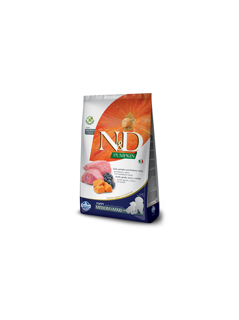 Farmina N&D Pumpkin Grain Free canine LAMB & BLUEBERRY PUPPY MEDIUM & MAXI 12kg / opakowanie uszkodzone!!! (8833,9355)