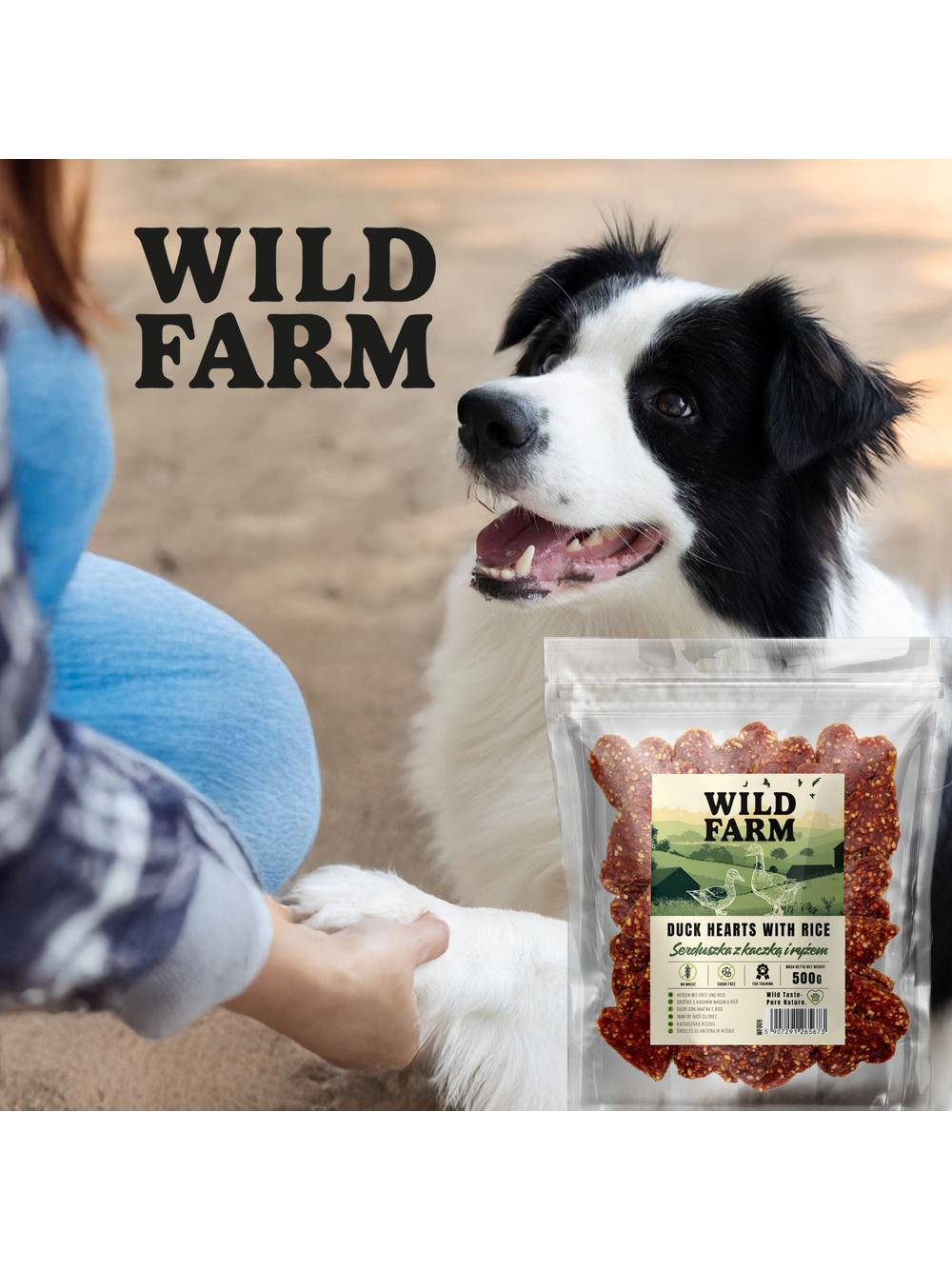 WILD FARM Serduszka z kaczką i ryżem 500g przysmak dla psa