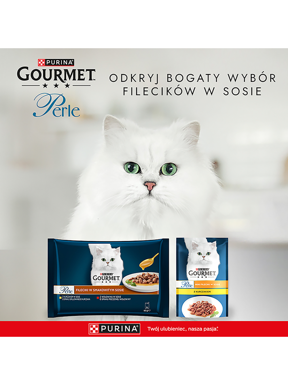 Gourmet Perle Karma dla kotów fileciki w smakowitym sosie 340g (4 x 85g)