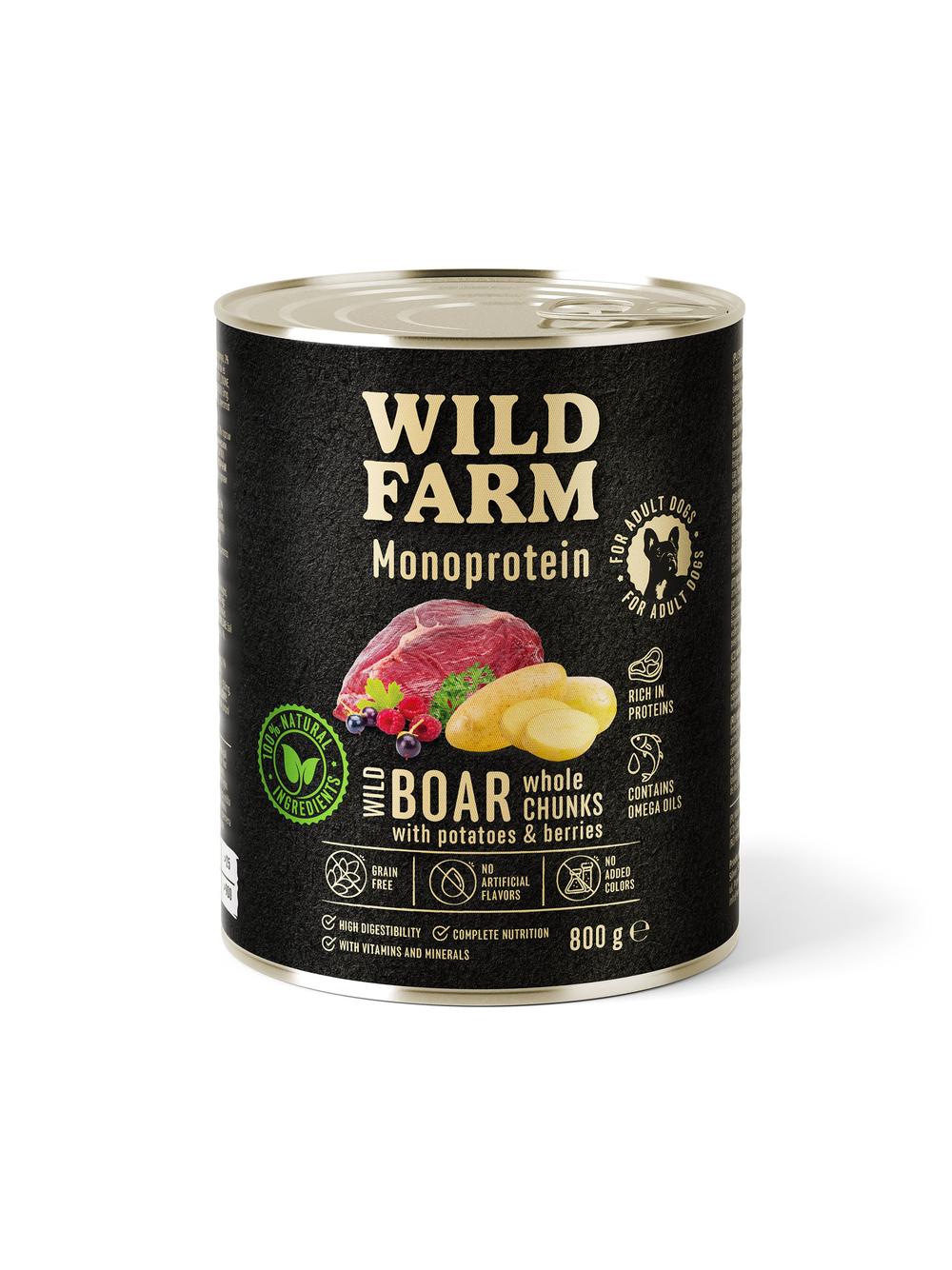 WILD FARM Monoprotein Wild Boar 800g hipoalergiczna karma dla psa