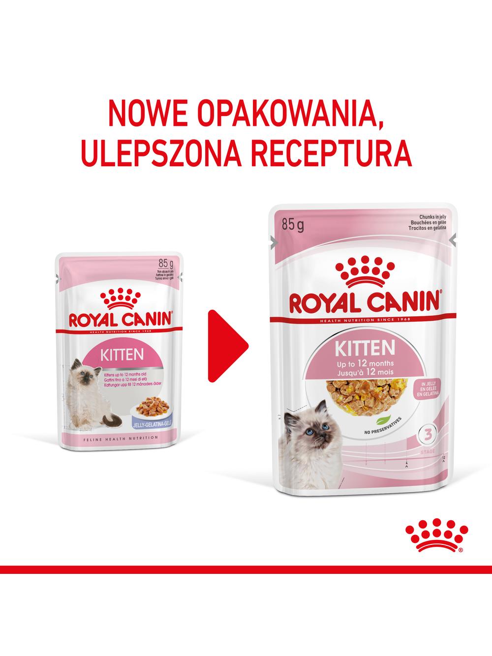 ROYAL CANIN Kitten Instinctive w galaretce 12x85g karma mokra w galaretce dla kociąt do 12 miesiąca życia + Royal Canin piłka dla kota GRATIS!!!