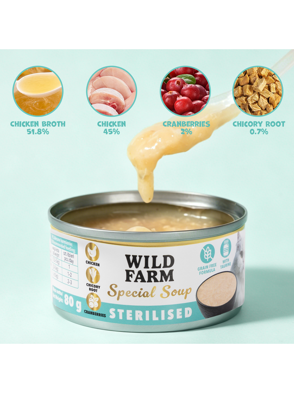 WILD FARM Special Soup 6x80g Sterilised – aromatyczna zupka - wsparcie prawidłowego nawodnienia