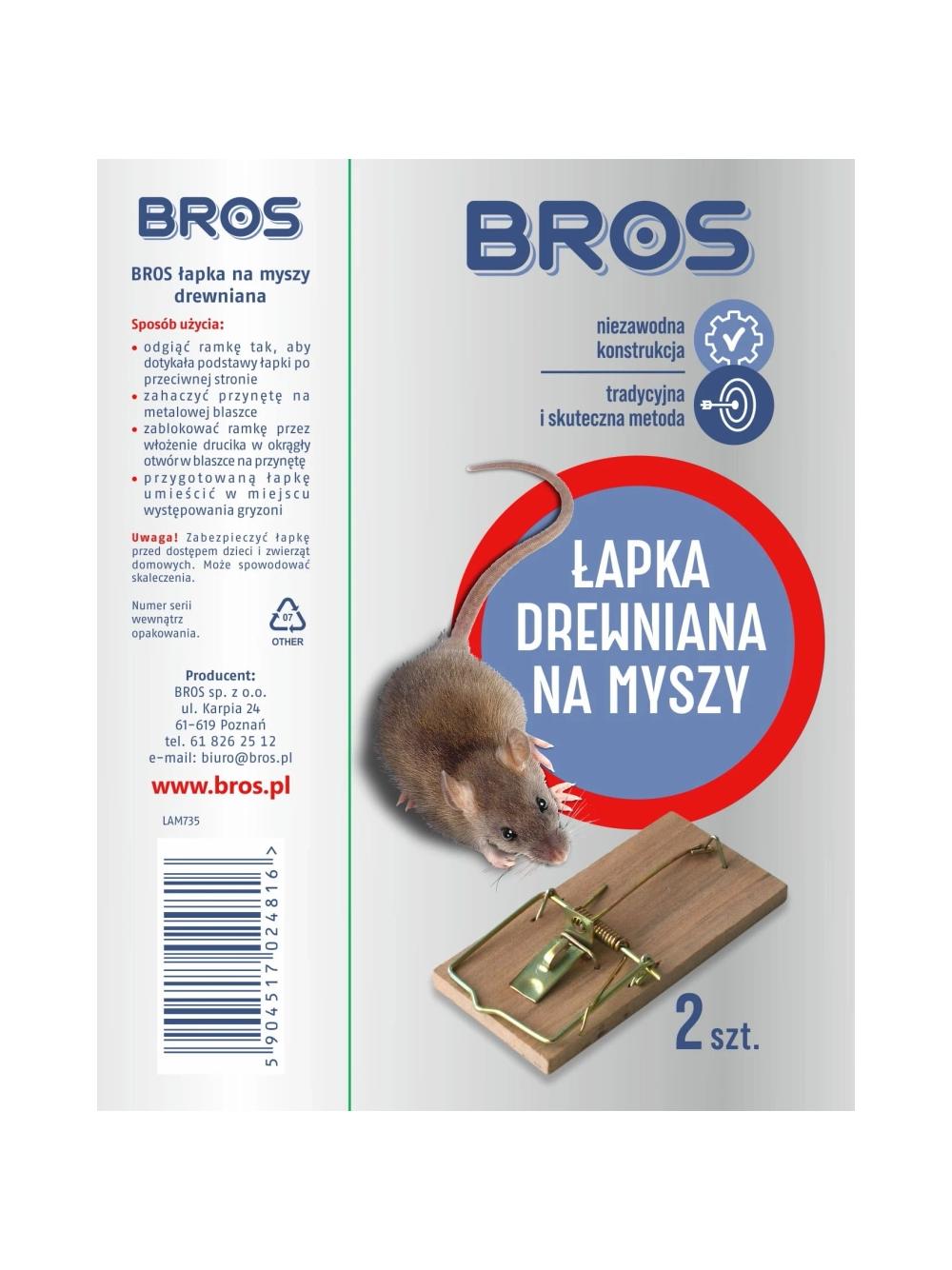 BROS - Łapka na myszy drewniana 2szt.
