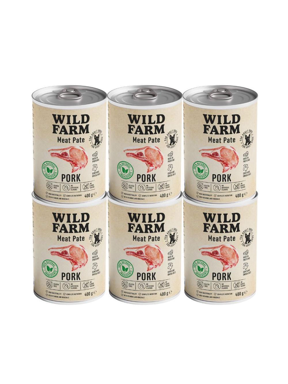 WILD FARM Pate Pork 6x400g bezglutenowa karma dla psa
