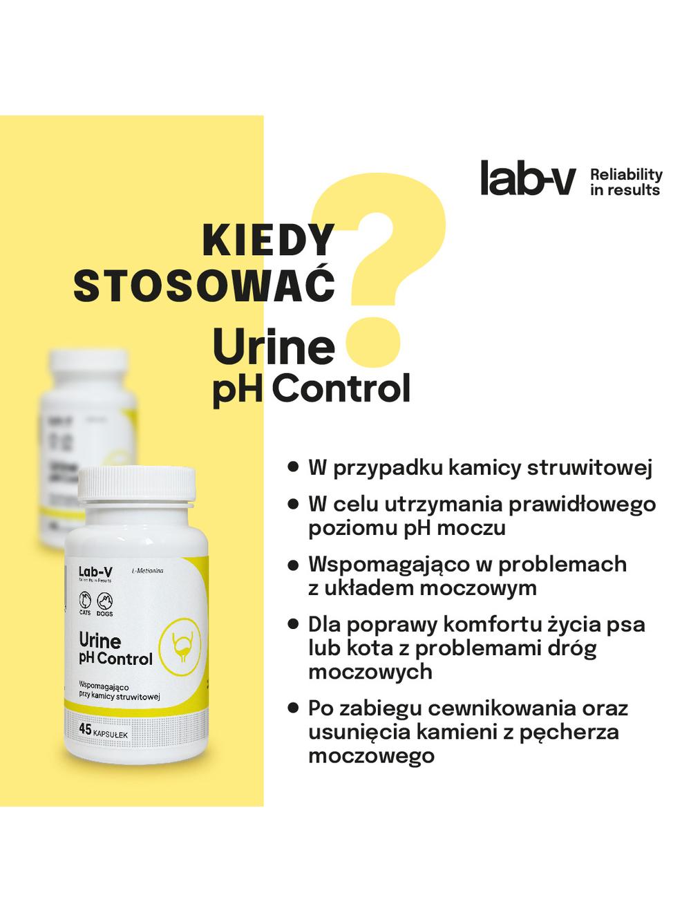 Lab-v Urine pH Control – Wsparcie dla psów i kotów przy kamicy struwitowej 45 kapsułek