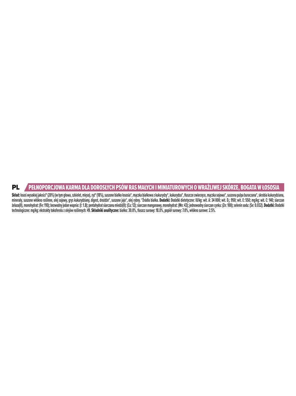 PRO PLAN Sensitive Skin Small & Mini Adult Karma dla psów bogata w łososia 7kg