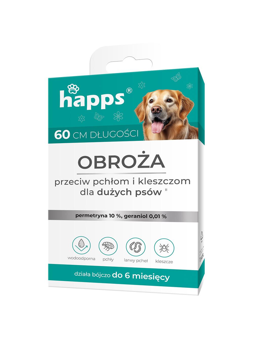 HAPPS - obroża przeciw pchłom i kleszczom dla dużych psów 60cm
