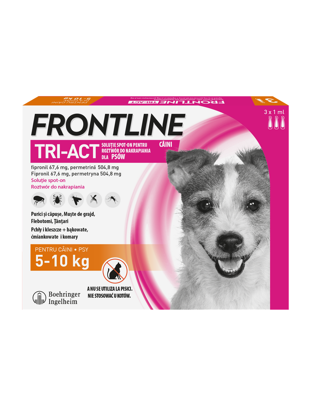 FRONTLINE Tri-Act S 5-10kg (pipeta 3 x 1ml) X2 + Zakładka magnetyczna GRATIS!