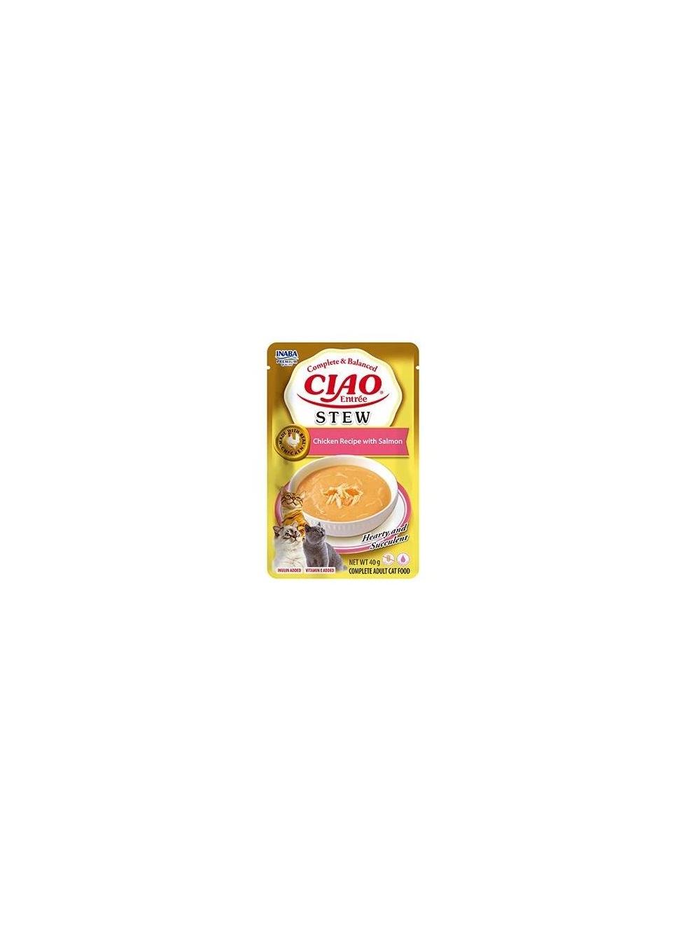 INABA  Cat Ciao Stew - kremowa potrawka dla kota o smaku kurczaka i łososia 40g