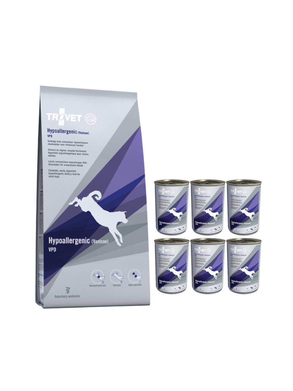 TROVET VPD Hypoallergenic - Venison (dla psa) 10kg + VPD Hypoallergenic - Venison 6x400g
