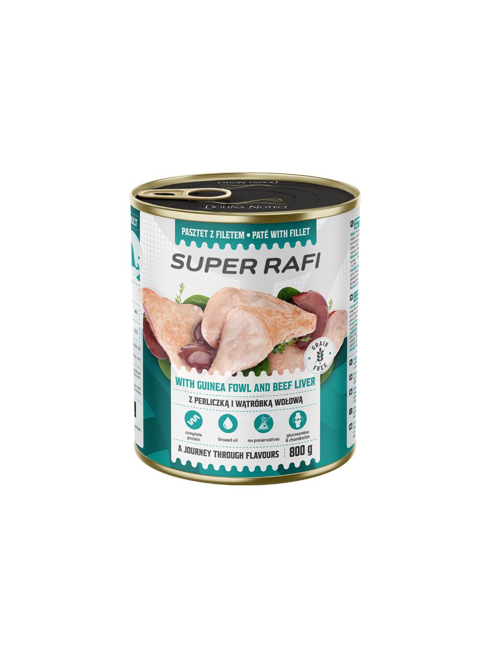DOLINA NOTECI Super Rafi z perliczką i wątróbką wołową dla psa 800g