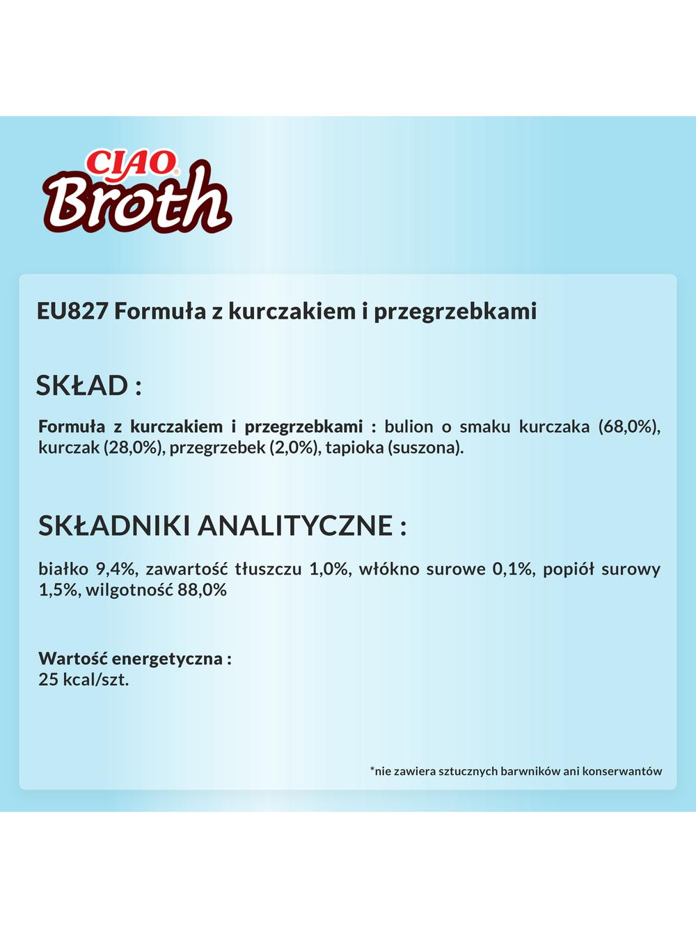 INABA  Cat Ciao Broth - karma uzupełniająca dla kota o smaku kurczaka i przegrzebek 40g