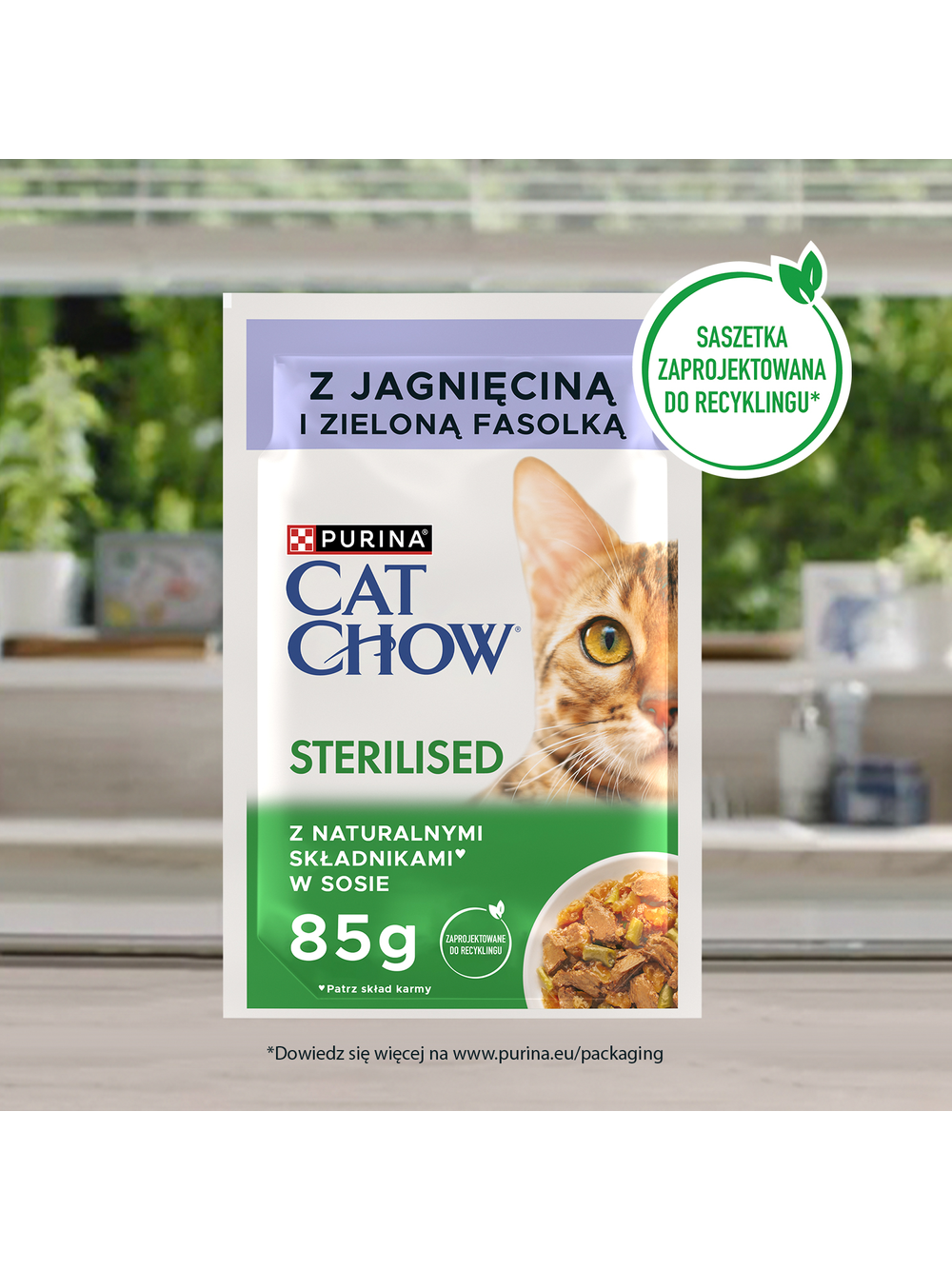 CAT CHOW Sterilised Karma dla kotów z jagnięciną i zieloną fasolką w sosie 10x85g