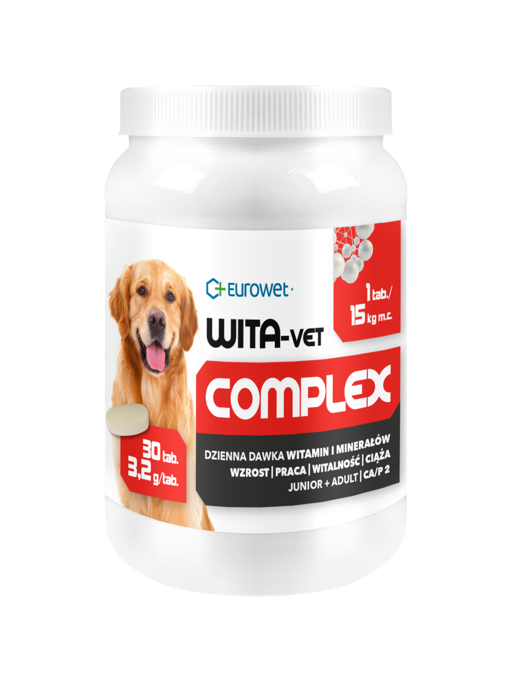 WITA-VET Ca/P = 2, 3,2g Junior+Adult 30 tabletek