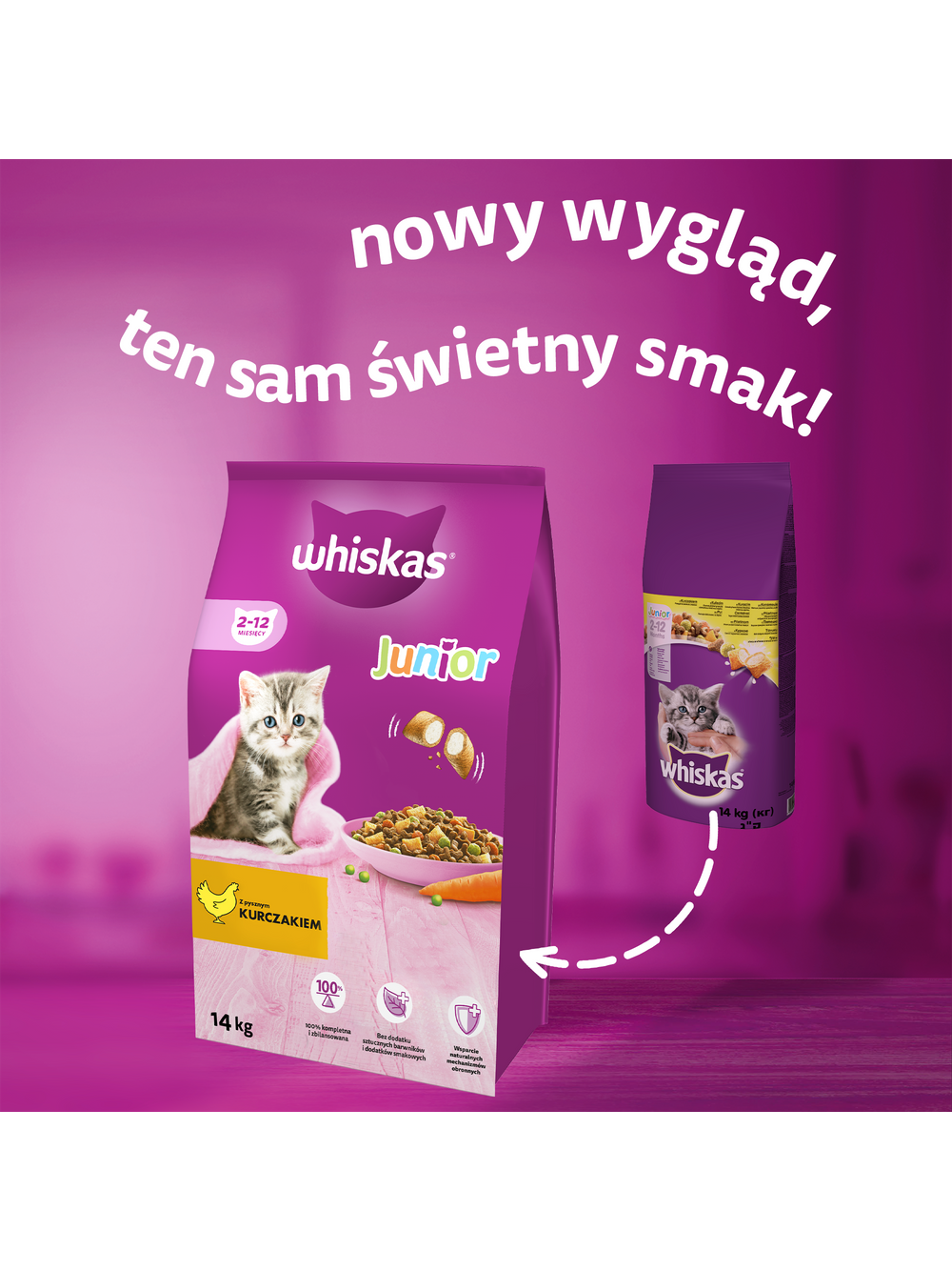 WHISKAS Junior 1,4 kg - sucha karma dla dla kociąt, z pysznym kurczakiem