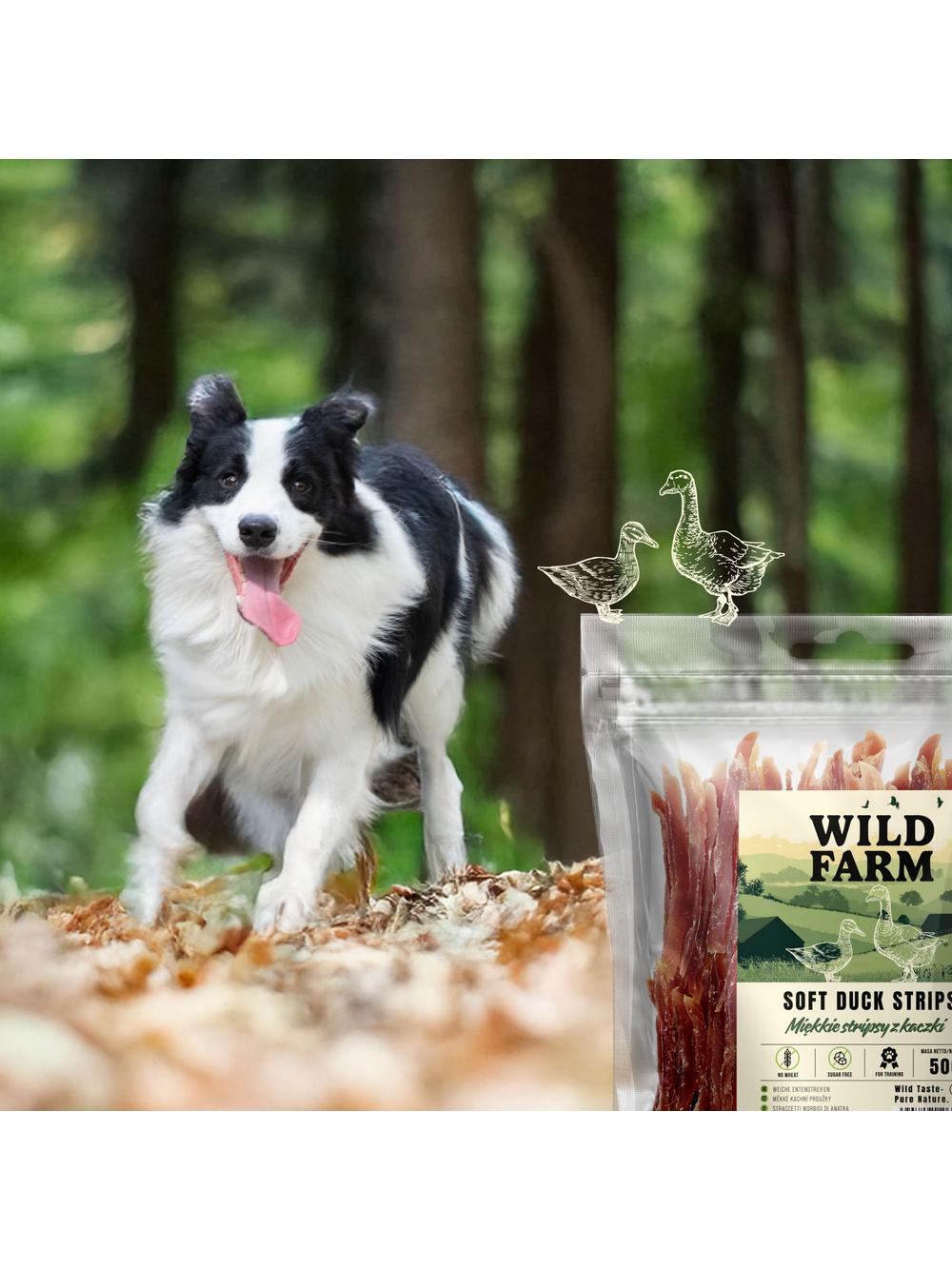 WILD FARM Miękkie stripsy z kaczki 500g przysmak dla psa