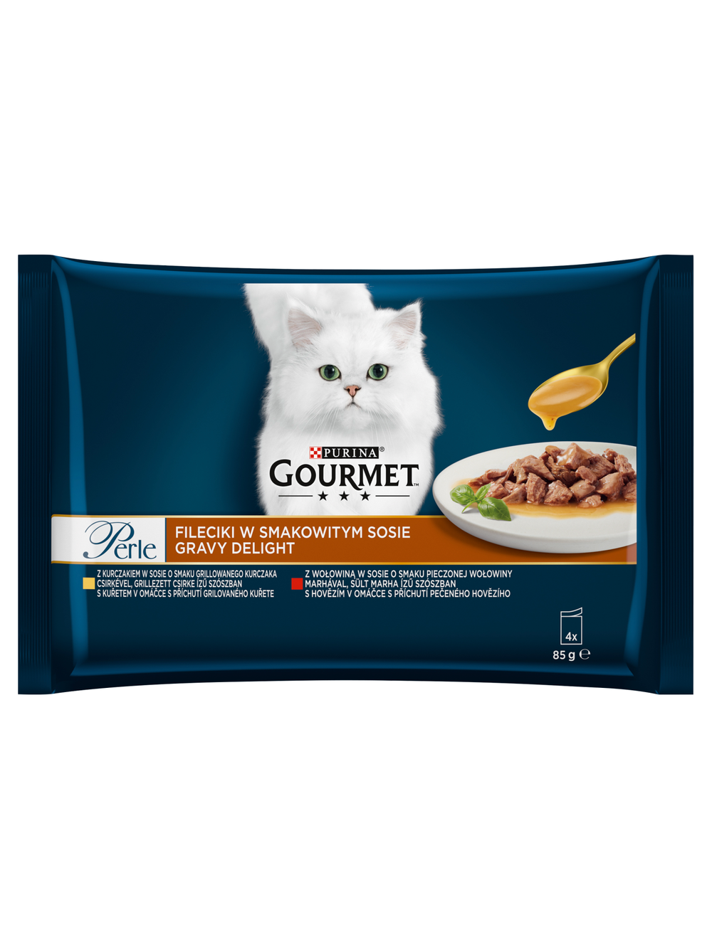 Gourmet Perle Karma dla kotów fileciki w smakowitym sosie 340g (4 x 85g)