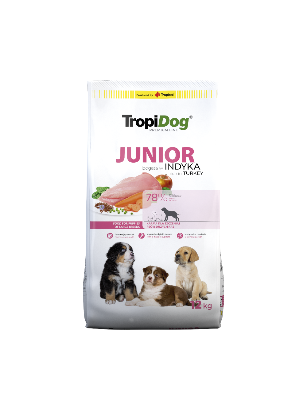 TROPIDOG Premium Junior L bogaty w indyka i ryż 12kg