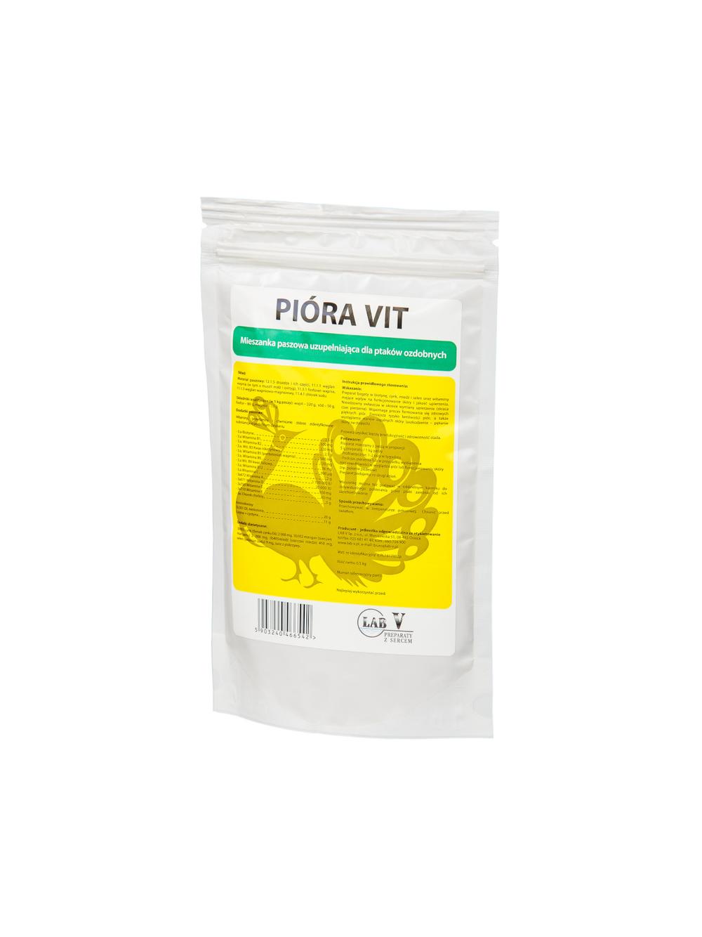 Lab-v Pióra Vit - Mieszanka Paszowa Uzupełniająca Dla Drobiu Na Poprawę Wypierzenia 0,5kg