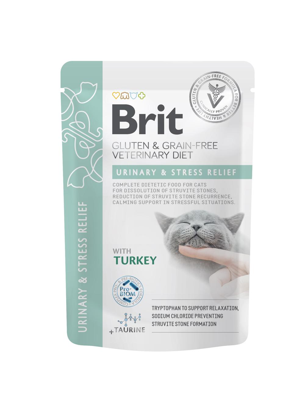 BRIT GF VET. CAT POUCH URINARY&STRES RELIEF 12x85g