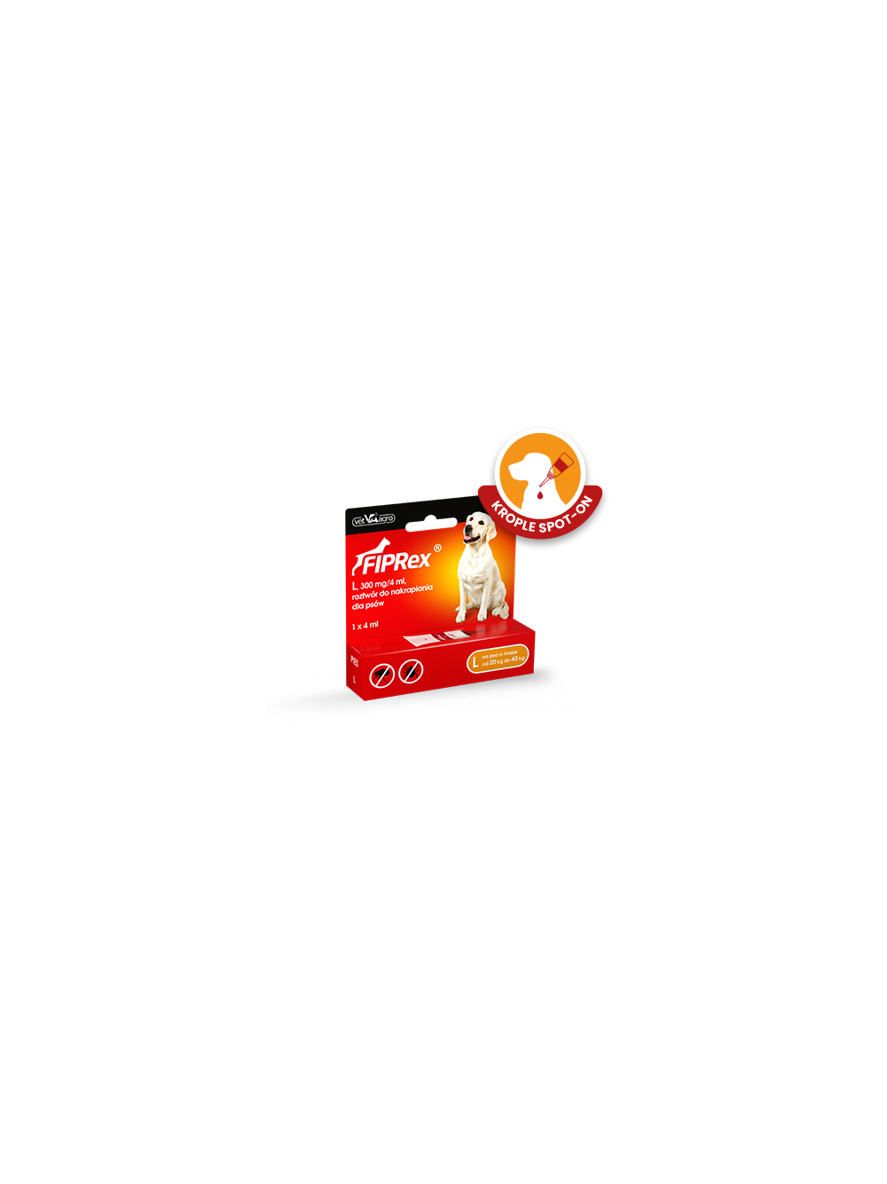 Fiprex L, 300 mg/4 ml, roztwór do nakrapiania dla psów (2szt)