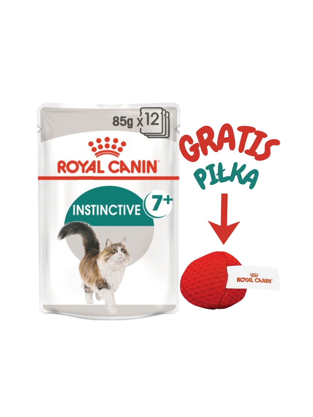ROYAL CANIN  Instinctive +7 12x85g w sosie karma mokra dla kotów starszych, wybrednych + Royal Canin piłka dla kota GRATIS!!!