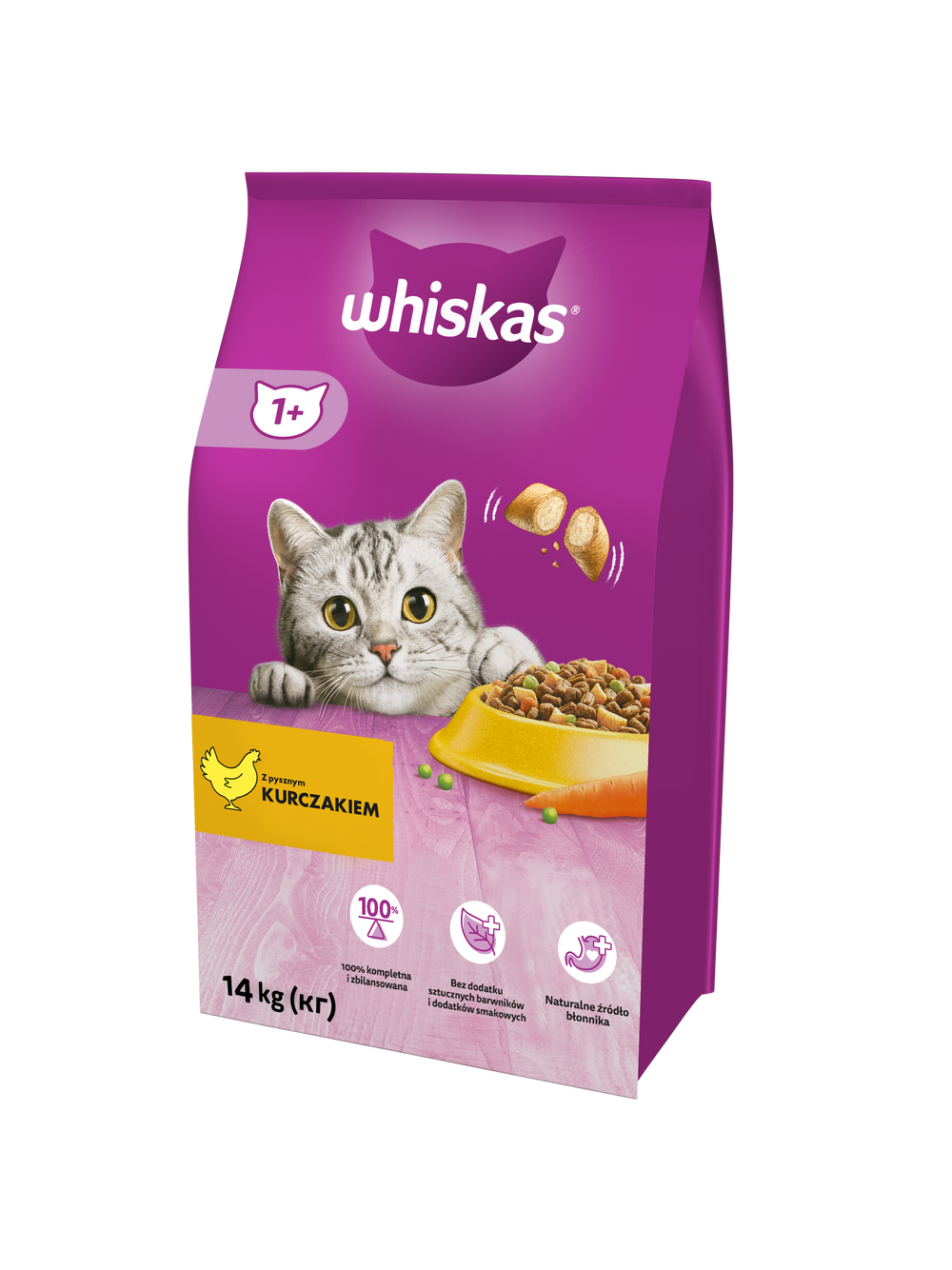 WHISKAS Adult 14 kg - sucha karma dla dorosłego kota, z pysznym kurczakiem + niespodzianka dla kota GRATIS!!!