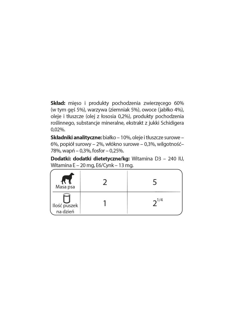 Dolina Noteci PREMIUM dla psów małych ras  z gęsią ziemniakami i jabłkiem 6x185 g