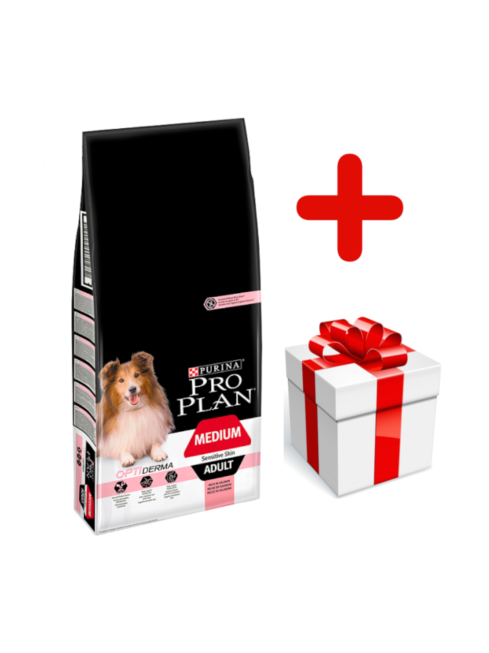 Purina Pro Plan Medium Adult Sensitive Skin Optiderma, łosoś i ryż 14kg   + niespodzianka dla psa GRATIS!