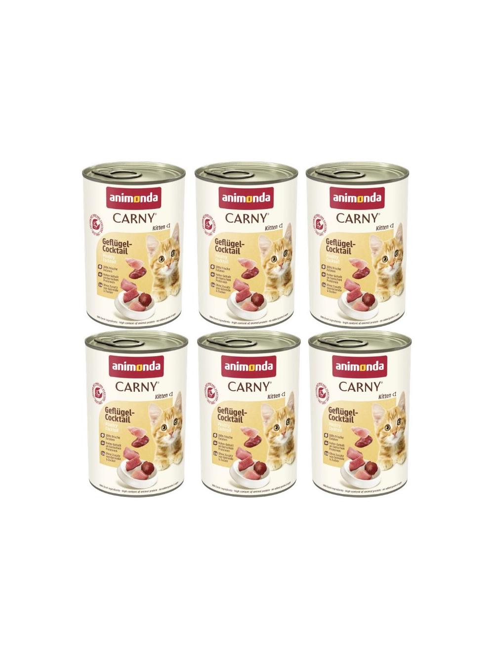 ANIMONDA Cat Carny Kitten smak: koktajl drobiowy 6x400g