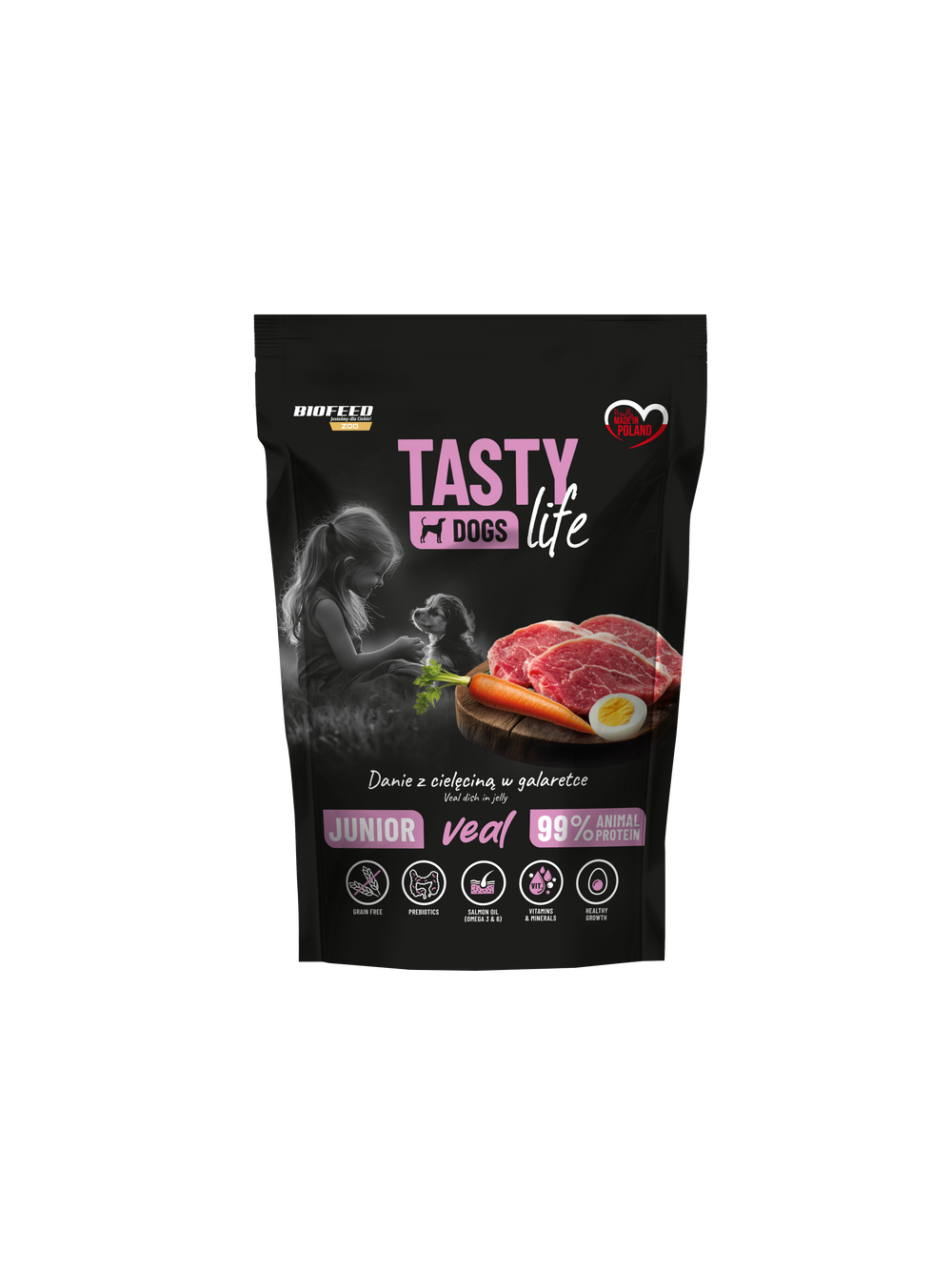 Tasty Dogs Life Junior Danie z cielęciną w galaretce 150g