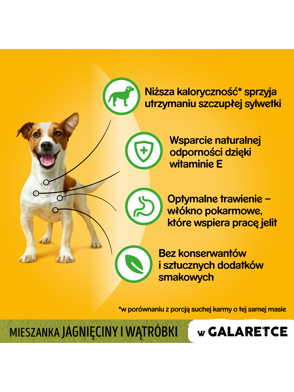 PEDIGREE Adult saszetka 24x100 g - mokra karma pełnoporcjowa, kawałki bogate w mieszankę jagnięciny i wątróbki w galaretce dla dorosłych psów