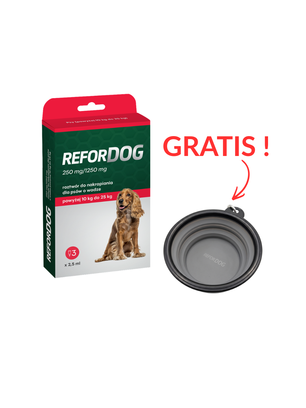 Refordog dla psów 10–25 kg 3 pipety x 2,5ml + MISKA GRATIS !