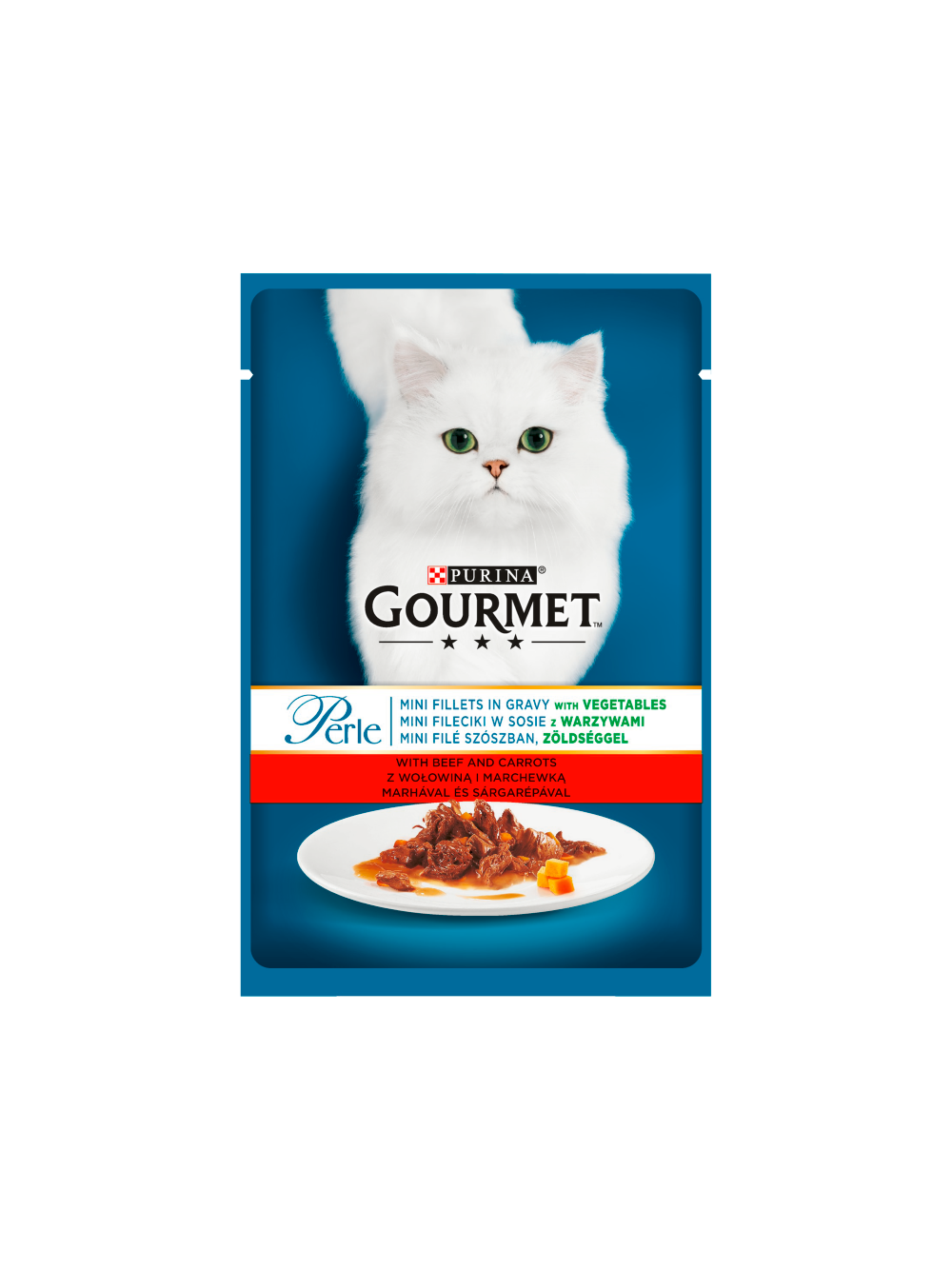Purina Gourmet Perle Karma dla kotów mini fileciki w sosie z wołowiną i marchewką 26x85g