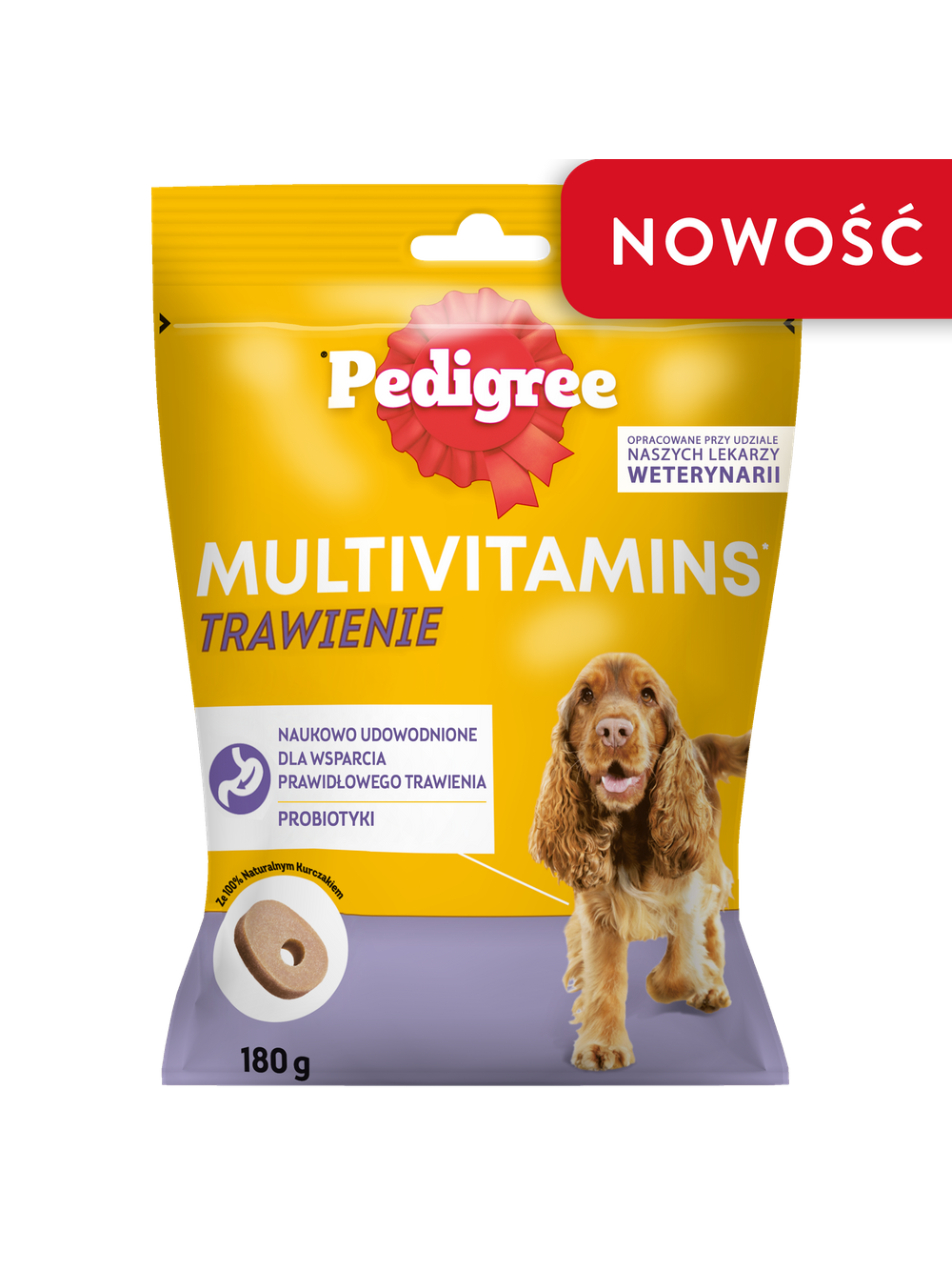 PEDIGREE Multivitamins Trawienie - karma uzupełniająca dla dorosłych psów, o smaku kurczaka 180 g