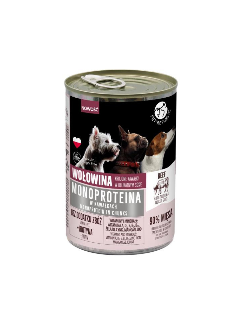 PetRepublic karma monoproteinowa wołowa dla psa, kawałki w  sosie 400g