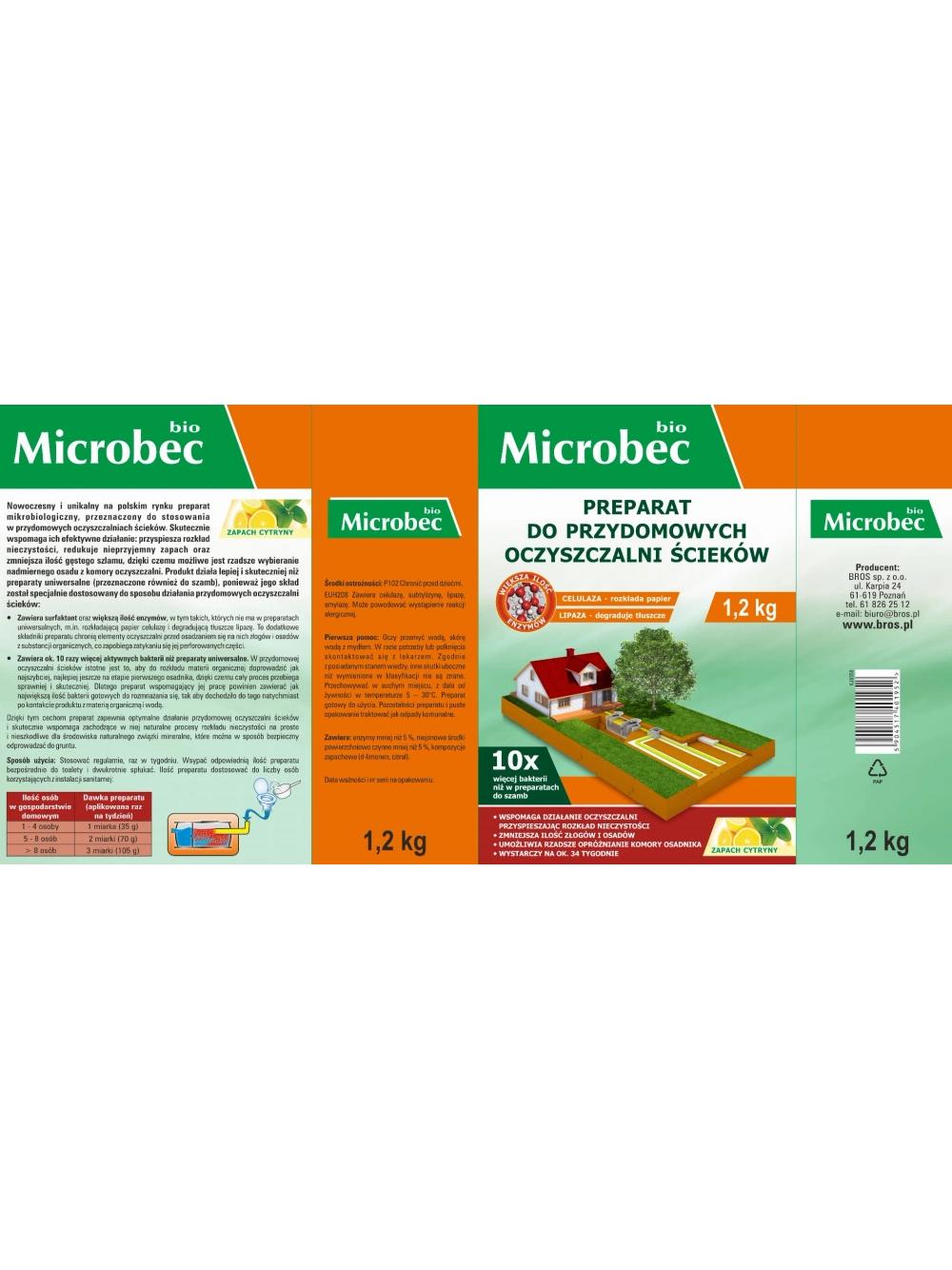 BROS MICROBEC BIO Aktywator do przydomowych oczyszczalni ścieków 1,2 kg