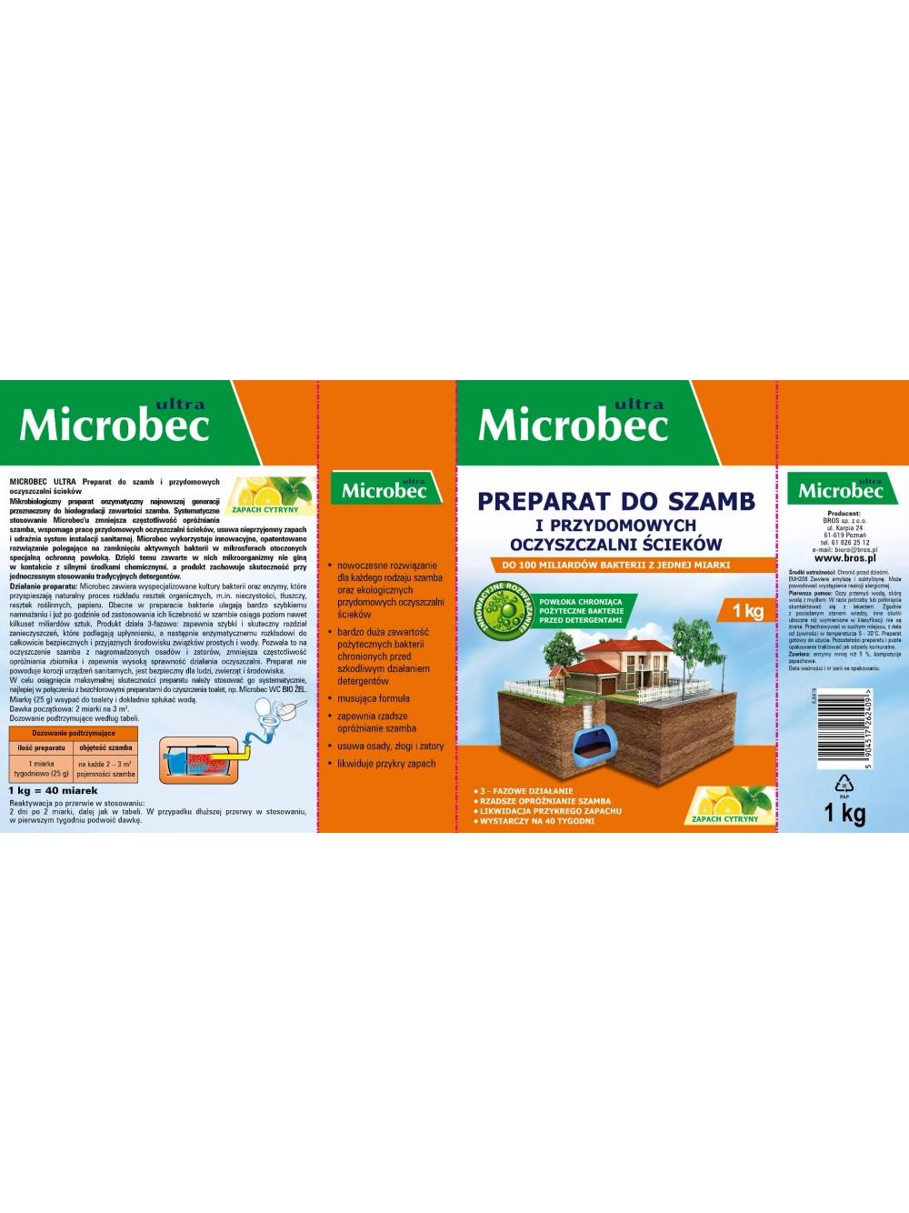 BROS MICROBEC 1,2 KG ULTRA CYTRYNA + BROS Microbec WC Bio Żel 750 ml