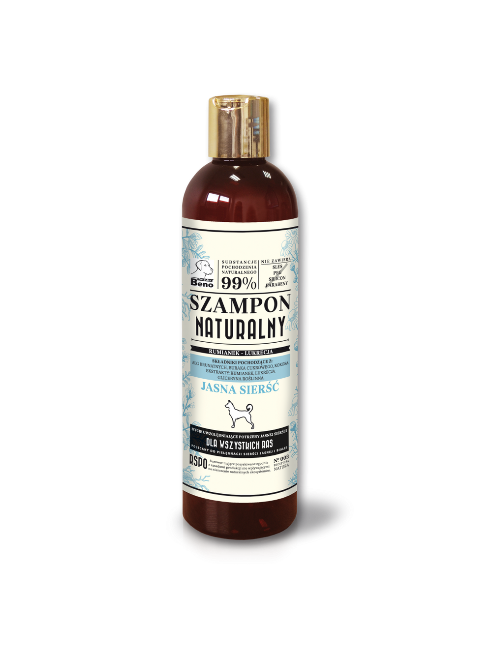 SUPER BENO Szampon naturalny dla psa jasna sierść 300ml
