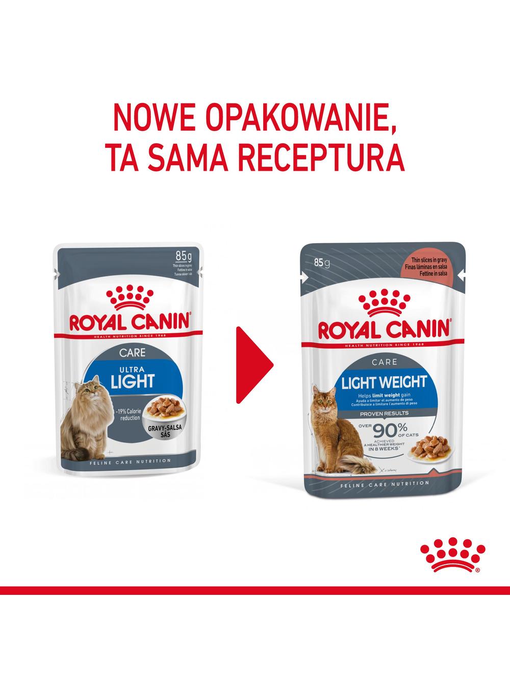 ROYAL CANIN Light  Weight Care12x85g karma mokra w sosie dla kotów dorosłych z tendencją do nadwagi + NIESPODZIANKA DLA KOTA GRATIS!!