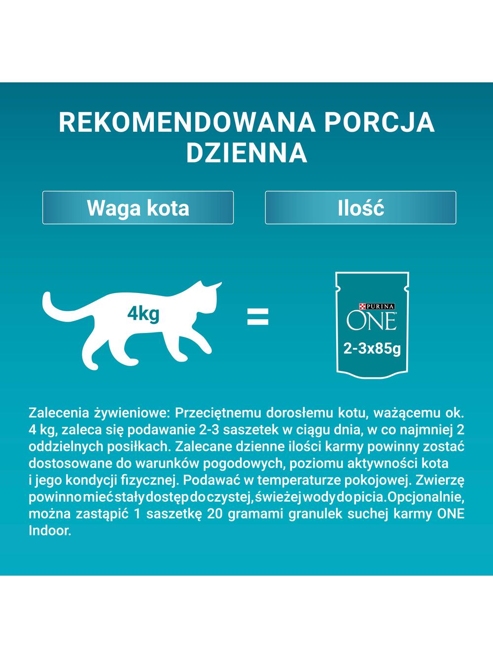 Purina One Indoor Formula Karma dla kotów z tuńczykiem i zielona fasolką 85 g