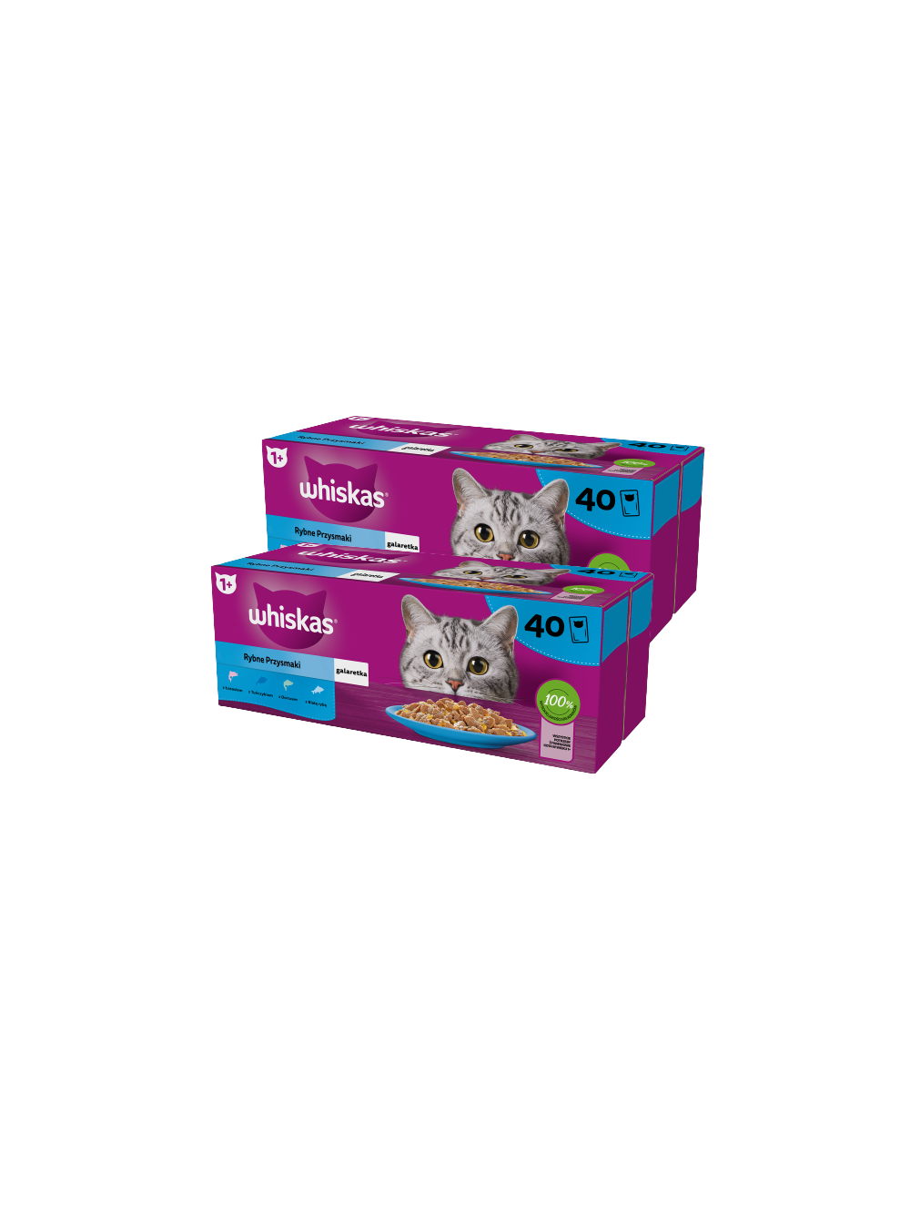 WHISKAS Adult saszetki 80 x 85 g Rybne Przysmaki - mokra karma dla dorosłego kota, w galaretce (kawałki z: łososiem, tuńczykiem, dorszem, białą rybą)