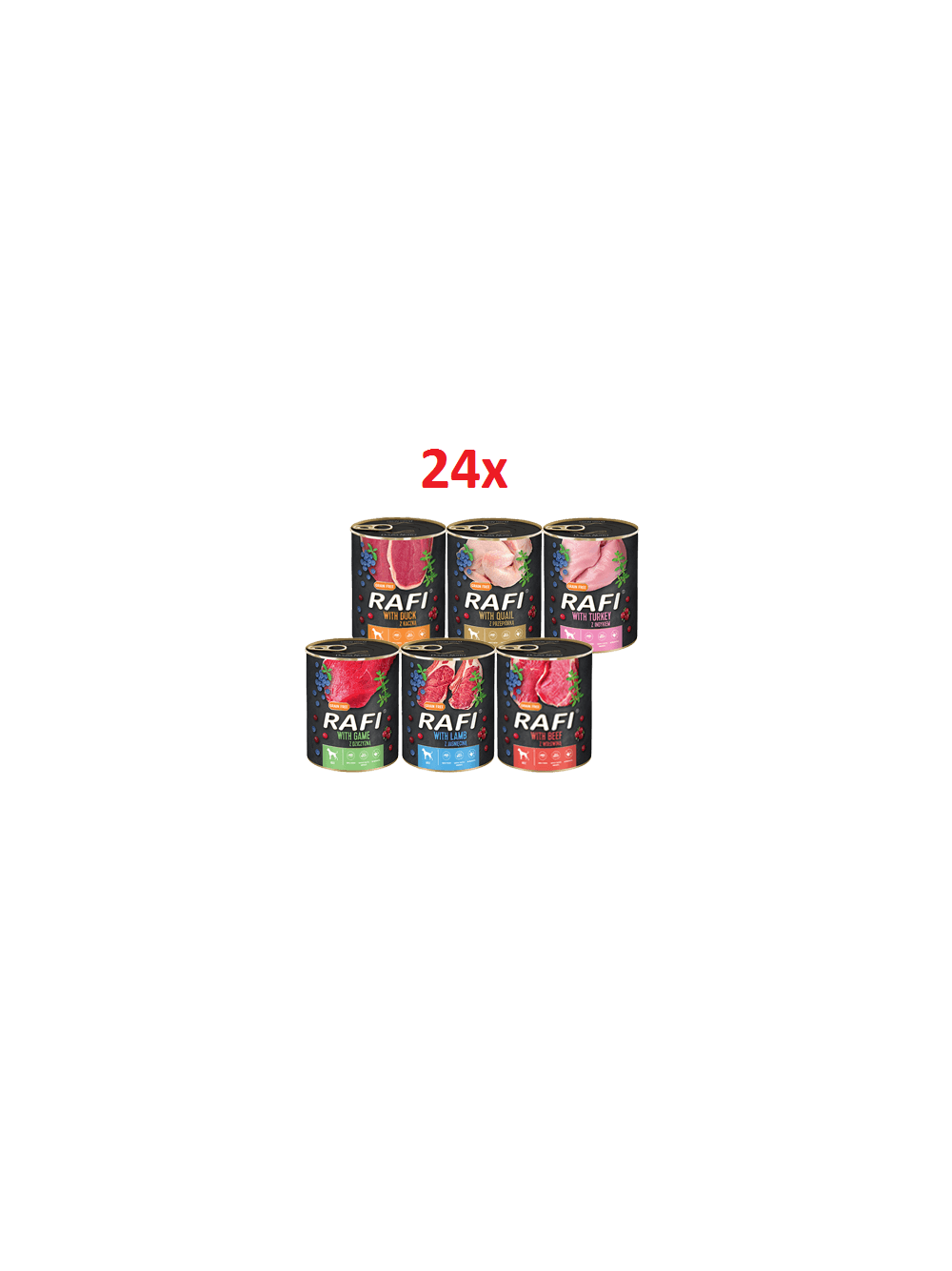 DOLINA NOTECI Rafi dla psa mix smaków 24x800g