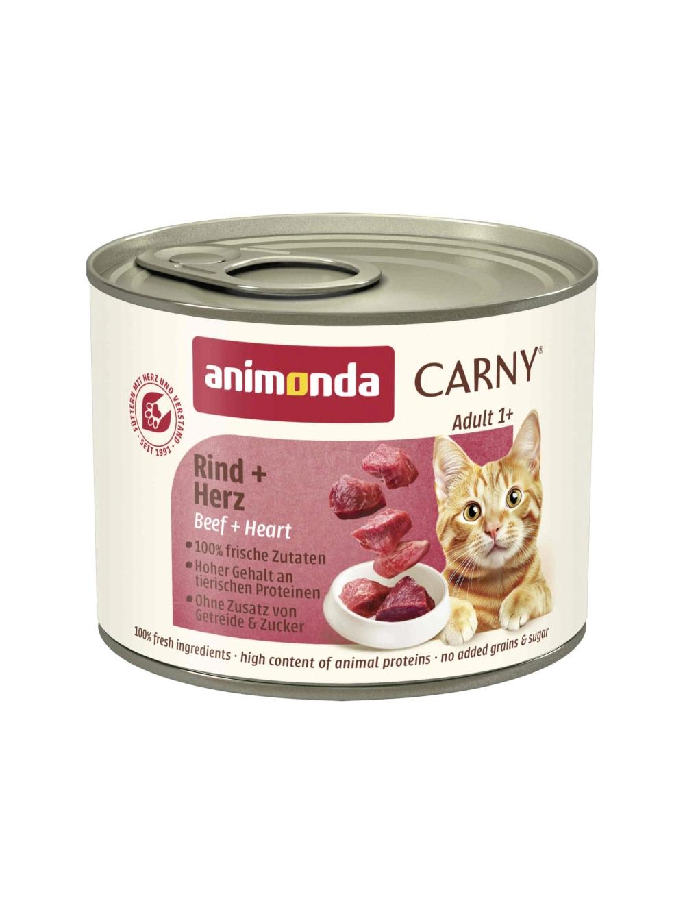 ANIMONDA Cat Carny Adult smak: wołowina i serca 24x200g