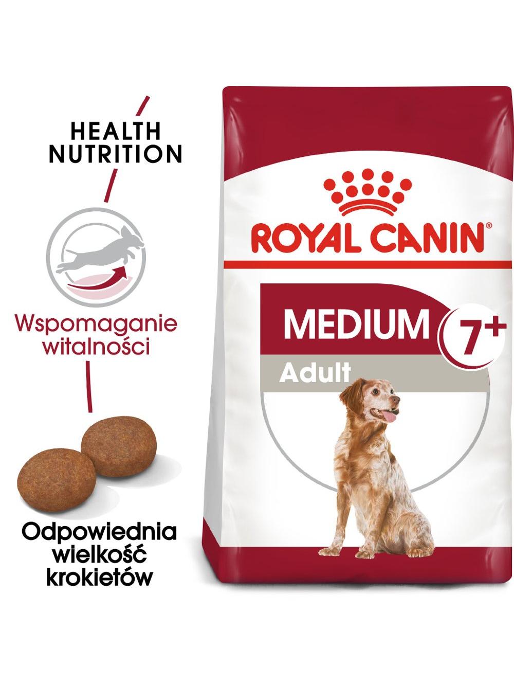 ROYAL CANIN Medium Adult 7+ 15kg karma sucha dla psów starszych od 7 do 10 roku życia, ras średnich + niespodzianka dla psa GRATIS!