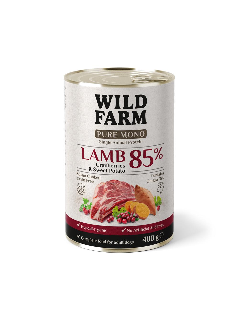 WILD FARM PURE MONO Lamb Cranberries and Sweet Potato 400g monoproteinowa karma dla psa